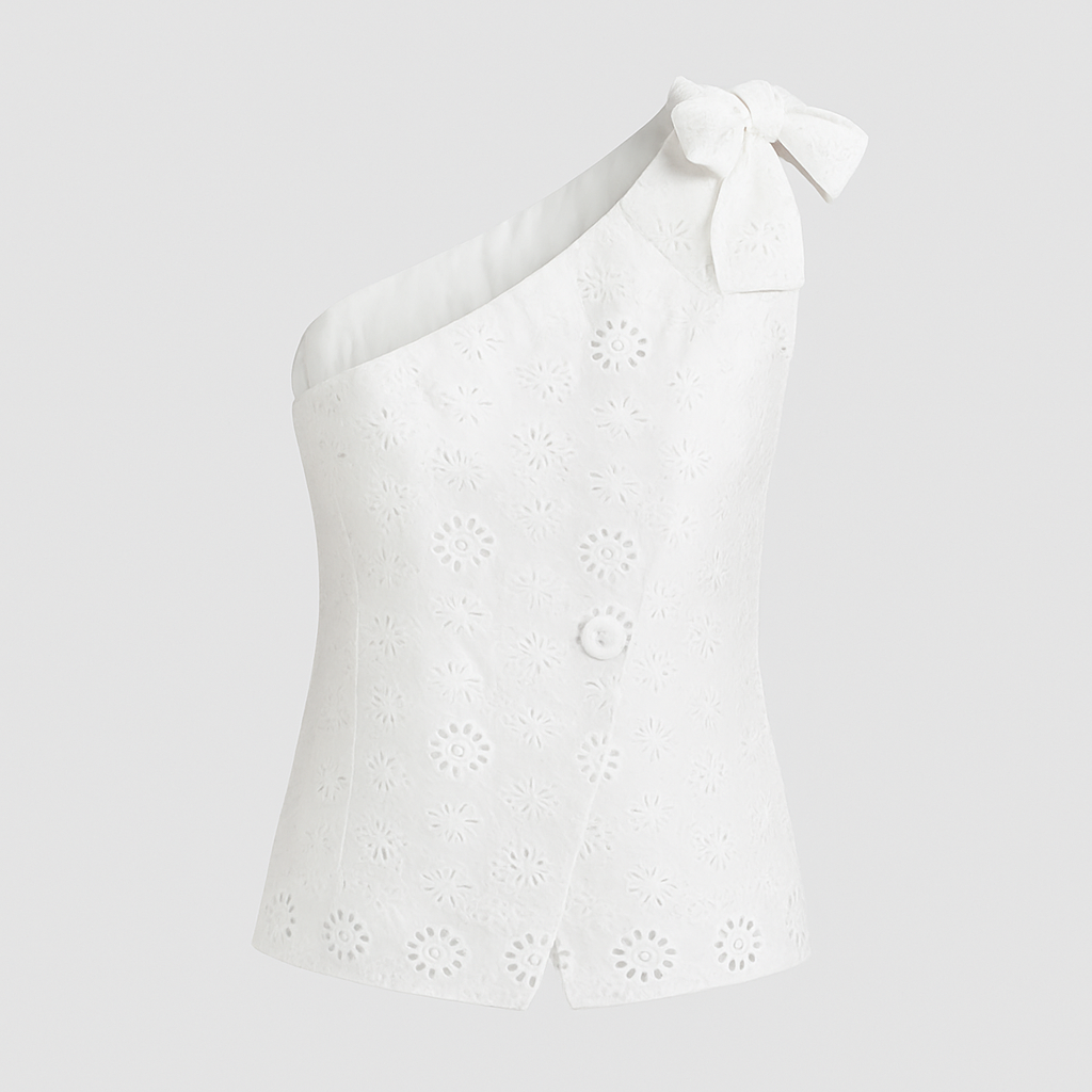 Chic Irregular Design Oblique Shoulder Top